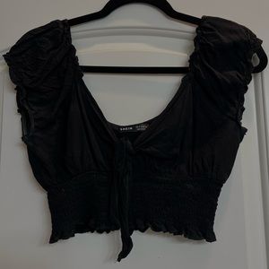 tie front cropped blouse